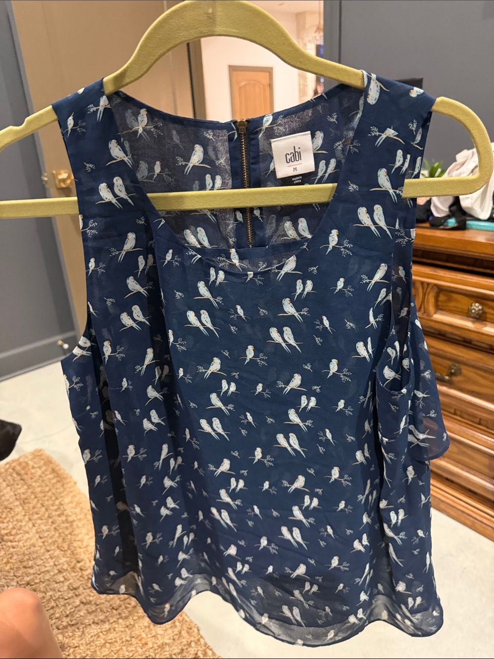 CAbi Navy Blue Bird-Print Sleeveless Girls Dress
